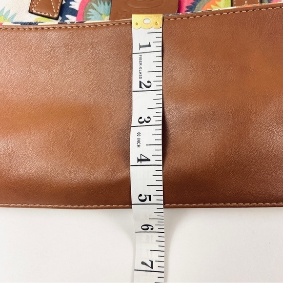 Lily Bloom Tote Shoulder Bag Large Cotton Canvas Floral Footed Vegan Leather - Picture 11 of 14